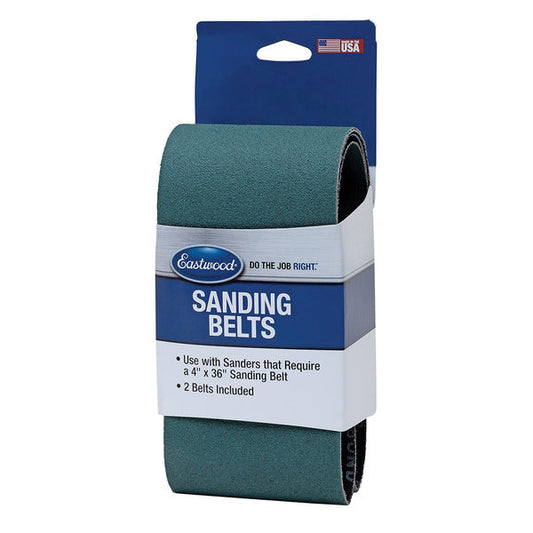 Eastwood 4x36 Inch Zirconia Cloth Backed Sanding Belts - 2 Pack - 120 Grit 
