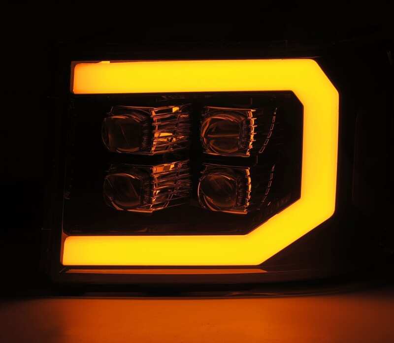AlphaRex 07-13 GMC 1500HD NOVA LED Proj Headlights Plank - Jet Black w/Activ Light/Seq Signal/DRL - B2B Diesel & Gas Service