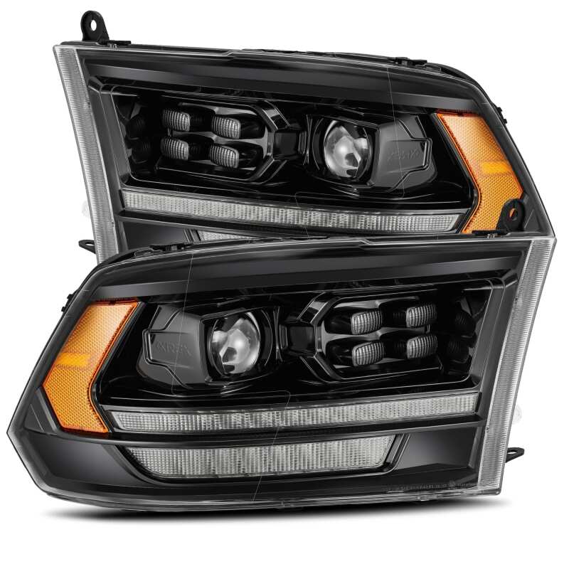 AlphaRex 09-18 Dodge Ram 1500HD PRO-Series Proj Headlights Plank Style Alpha Black w/Seq Signal/DRL - B2B Diesel & Gas Service
