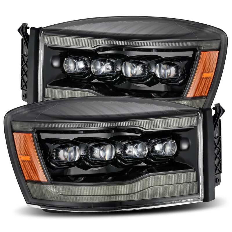 AlphaRex 06-08 Ram 1500HD NOVA LED Proj Headlights Plank Style Alpha Blk w/Seq Signal/DRL/Amber LED - B2B Diesel & Gas Service