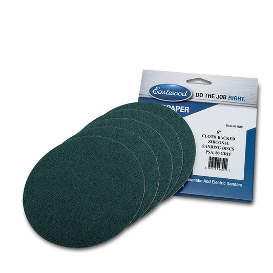Eastwood 6 Inch Zirconia Cloth Backed PSA Sandpaper - 5 Pack - 80 Grit 