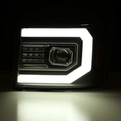 AlphaRex 07-13 GMC Sierra 1500 (No Clsc) LUXX-Series LED Proj HL Jet Blk w/Actv Lgt & Seq.Sig / DRL - B2B Diesel & Gas Service