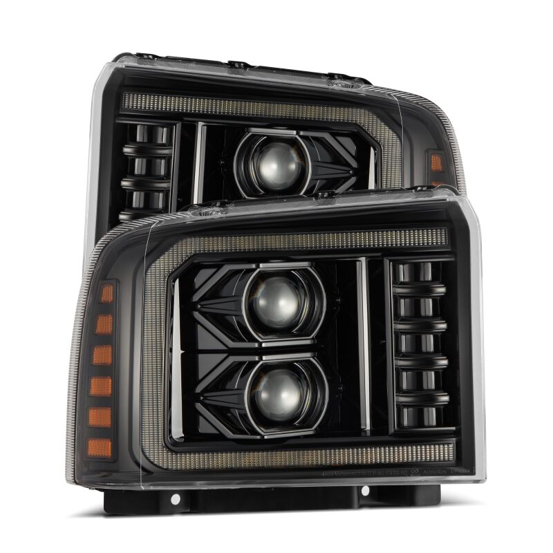 AlphaRex 05-07 Ford Super Duty/Excursion LUXX-Series LED Projector Headlights - Alpha-Black - B2B Diesel & Gas Service
