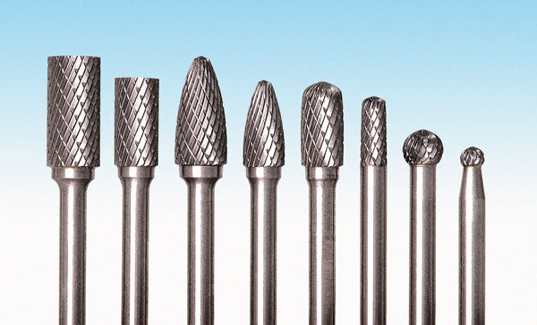 8pc Dual-Cut Carbide Burr Set - 1/4in Shank 