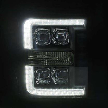 AlphaRex 11-16 Ford F-350 SD NOVA LED Proj Headlights Plank Style Alpha Blk w/Activ Light/Seq Signal - B2B Diesel & Gas Service