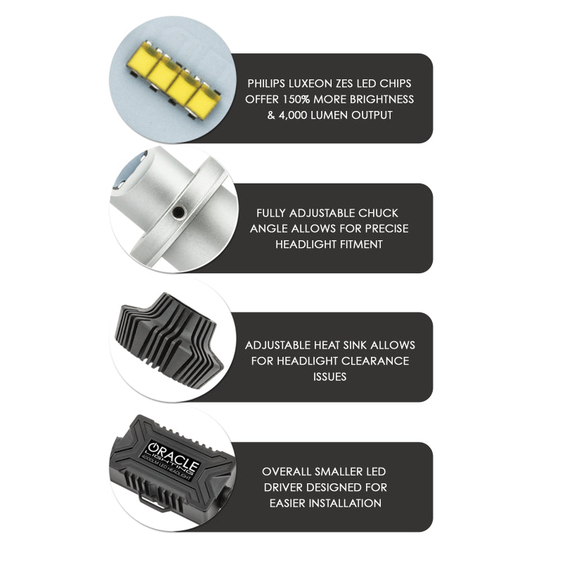 Oracle 9012 4000 Lumen LED Headlight Bulbs (Pair) - 6000K - B2B Diesel & Gas Service