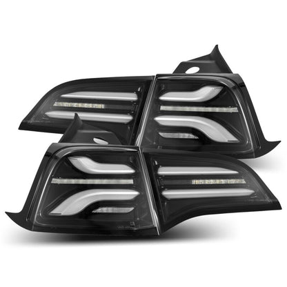 AlphaRex 17-22 Tesla Model 3 PRO-Series LED Tail Lights Jet Black w/Seq Sig - B2B Diesel & Gas Service