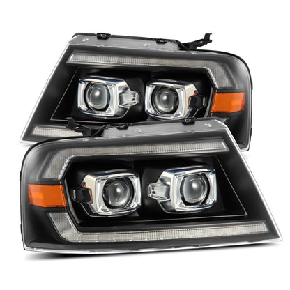 AlphaRex 04-08 Ford F150 PRO-Series Projector Headlights Alpha-Black w/ Sequential Signal and DRL - B2B Diesel & Gas Service