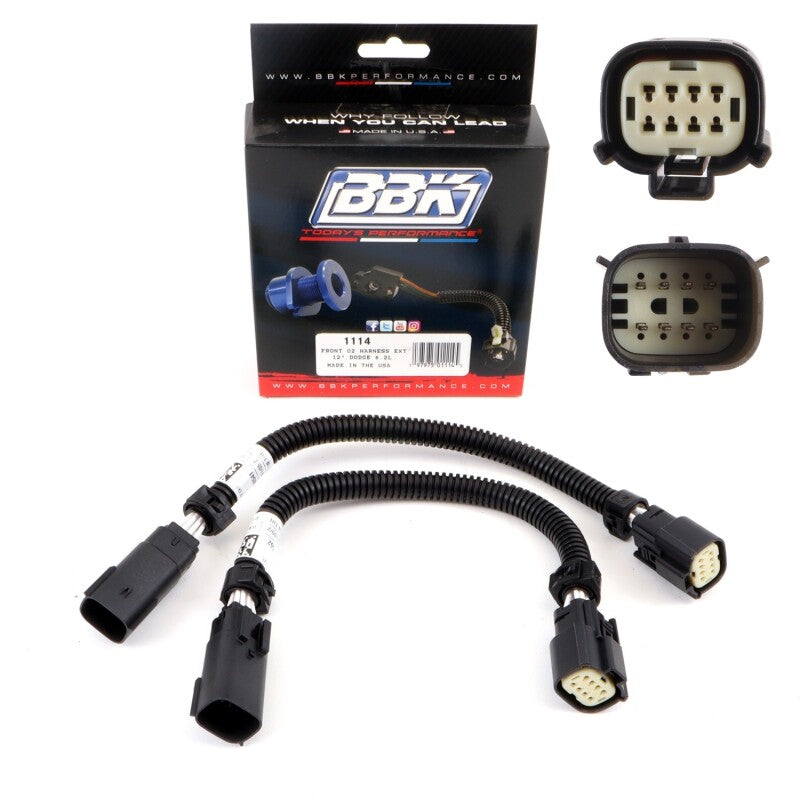 BBK 05-20 Dodge Hellcat 6.2L 6 Pin Front O2 Sensor Wire Harness Extensions 12 (pair) - B2B Diesel & Gas Service