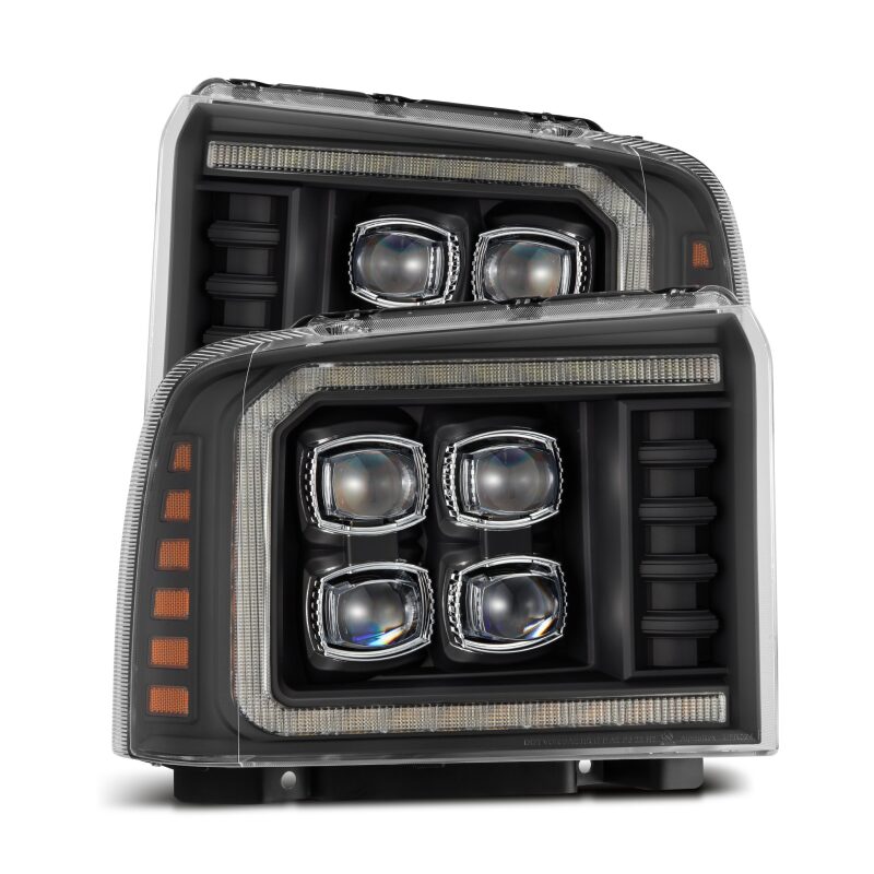 AlphaRex 05-07 Ford F250/350/450/550 Super Duty NOVA LED Proj HL Blk w/Actv Light & Seq Sig + SB DRL - B2B Diesel & Gas Service