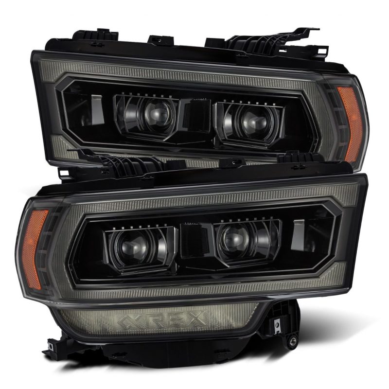 AlphaRex 19-21 Ram 2500 LUXX LED Proj Headlights Plank Style Alpha Blk w/Activ Light/Seq Signal/DRL - B2B Diesel & Gas Service