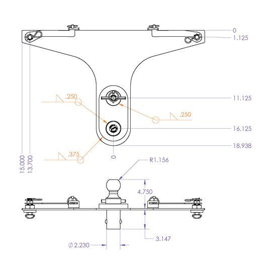 GoosePuck 5" offset ball-puck mount for GM Long Bed 2019 25K Towing GH-21002 - B2B Diesel and Gas Service