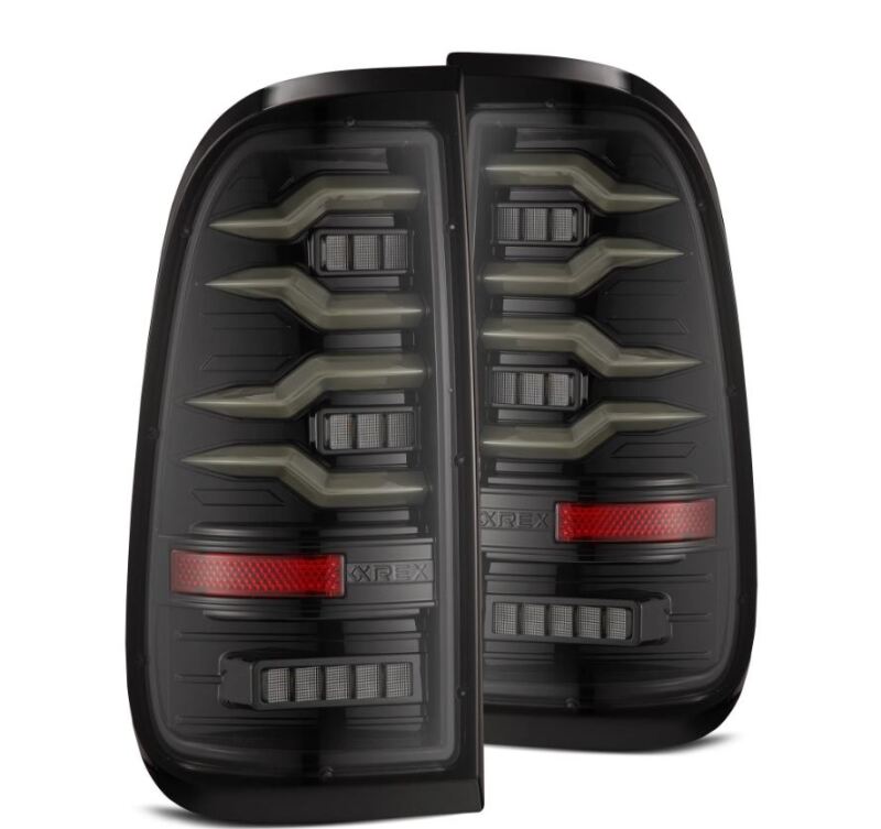 AlphaRex 97-03 Ford F150 / 99-16 Ford F250/F350/F450/F550 LUXX-Series LED Tail Lights - Alpha-Black - B2B Diesel & Gas Service
