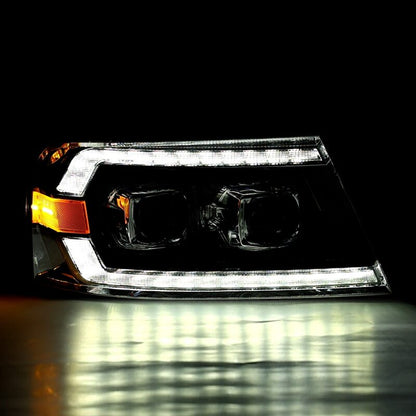 AlphaRex 04-08 Ford F150 PRO-Series Projector Headlights Alpha-Black w/ Sequential Signal and DRL - B2B Diesel & Gas Service