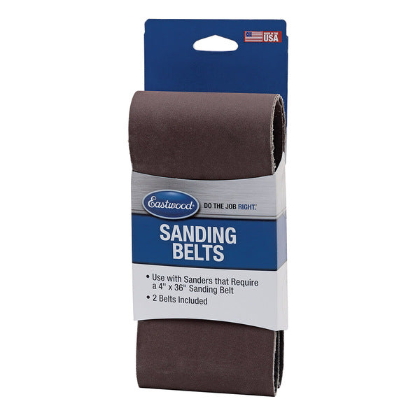 Eastwood 4x36 Inch Aluminum Oxide Cloth Backed Sanding Belts - 2 Pack - 240 Grit 