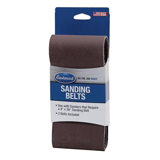 Eastwood 4x36 Inch Aluminum Oxide Cloth Backed Sanding Belts - 2 Pack - 240 Grit 