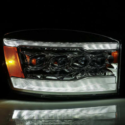 AlphaRex 06-08 Dodge Ram 1500HD NOVA LED Proj Headlights Plank Style Blk w/Seq Signal/DRL/Amber LED - B2B Diesel & Gas Service