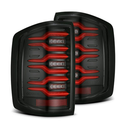 AlphaRex 14-18 Chevy Silverado 1500 Luxx-Series LED Tail Lights Black/Red w/Activ Light/Seq Signal - B2B Diesel & Gas Service